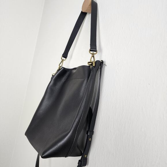 Madewell Black Leather Transport Bucket Bag NWT - Picture 8 of 12